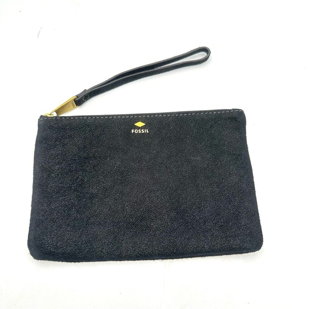 FOSSIL women's black leather wristlet zipper closure - Picture 10 of 10